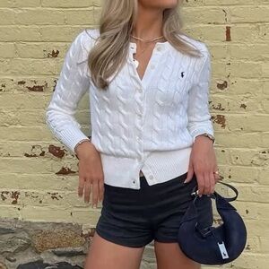 $228 Polo Ralph Lauren cable knit cotton cardigan white